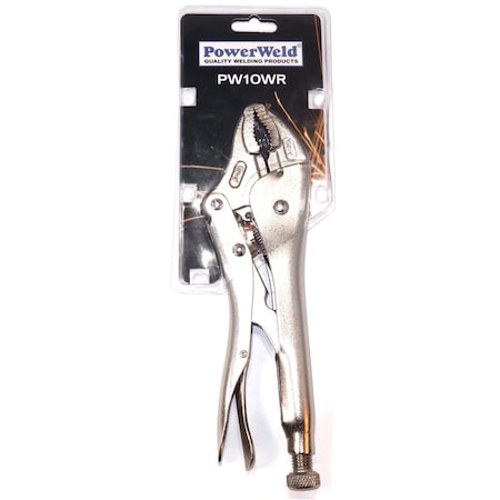 Powerweld Locking Pliers with Curved Jaw and Cutter, 10" PW10WR